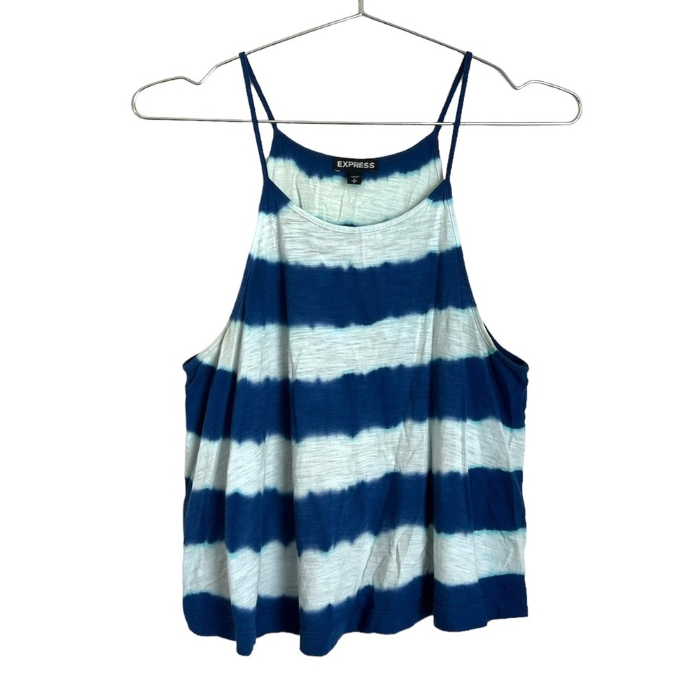 Express Tie Dye Striped Light & Royal Blue Halter Tank Crop Top Size Small